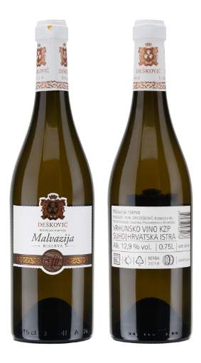 Picture of *MALVAZIJA RISERVA DEŠKOVIĆ 0,75L 2019 ZOI SUHO